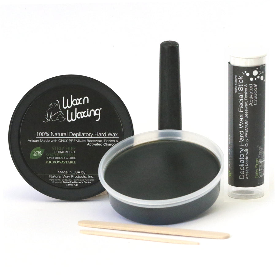 Travel Kit - Wax n Waxing | Charcoal Formula Microwaveable - 2.5oz and Facial Stick on the GO!