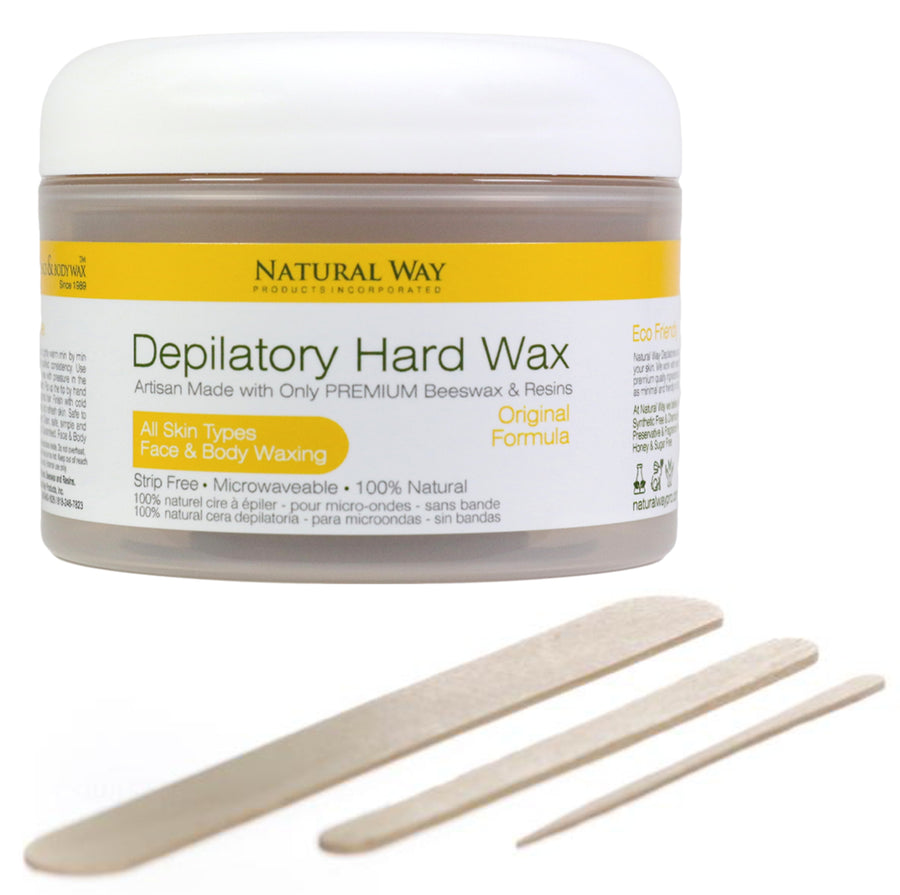 Natural Way Hard Wax: Face & Body Waxing | Beginner's Kit: Original Formula Microwaveable - 8oz