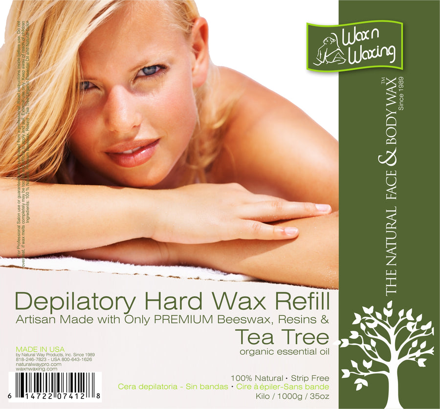 Wax n Waxing Depilatory Hard Wax - Refill by Kilo "Tea Tree Essential Oil" 35oz/1000g
